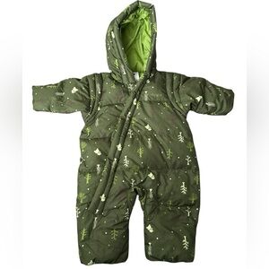 Columbia Baby One Piece Down Snowsuit Green Hooded Insulated Winter Bunting 6M